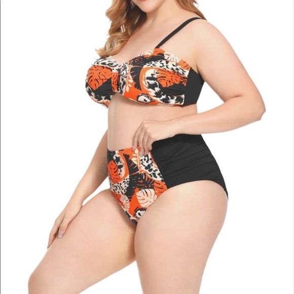 Women’s Plus Size Two Piece Swimsuits in Geo orange size 2X NWT - Picture 4 of 8